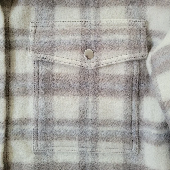 SEZANE ANNELINE PLAID WOOL JACKET SHACKET - Picture 5 of 8